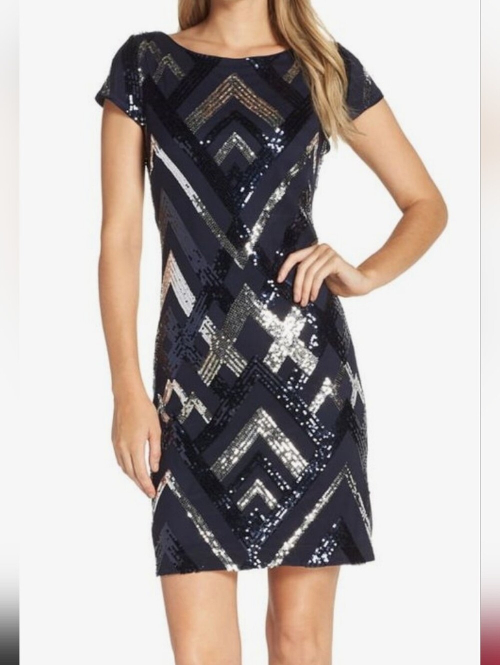 Sequin Cap Sleeve Sheath Dress
